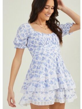 Altar’d State blue and white floral mini dress